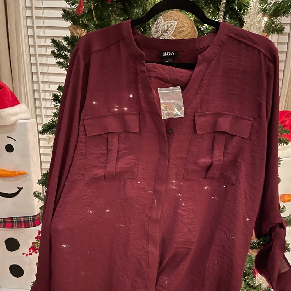 A.N.A. Double pocket button up blouse